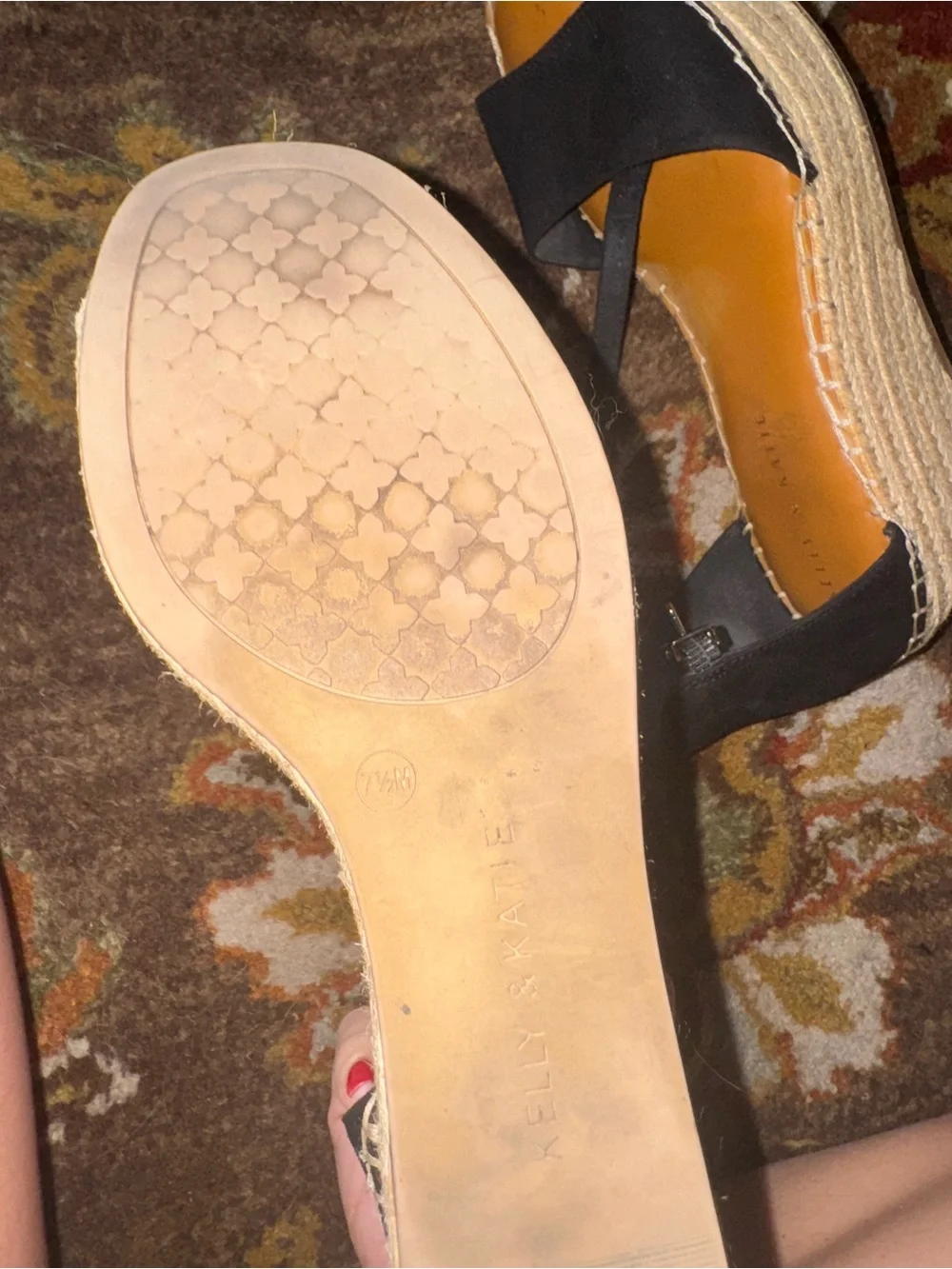 Kelly & Katie Black Espadrille Wedge Sandals